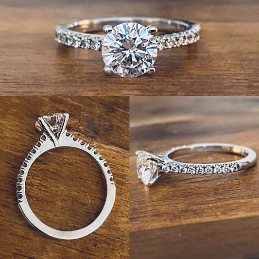 1.45 CTW. 14k Gold Diamond and Moissanite Engagement Ring