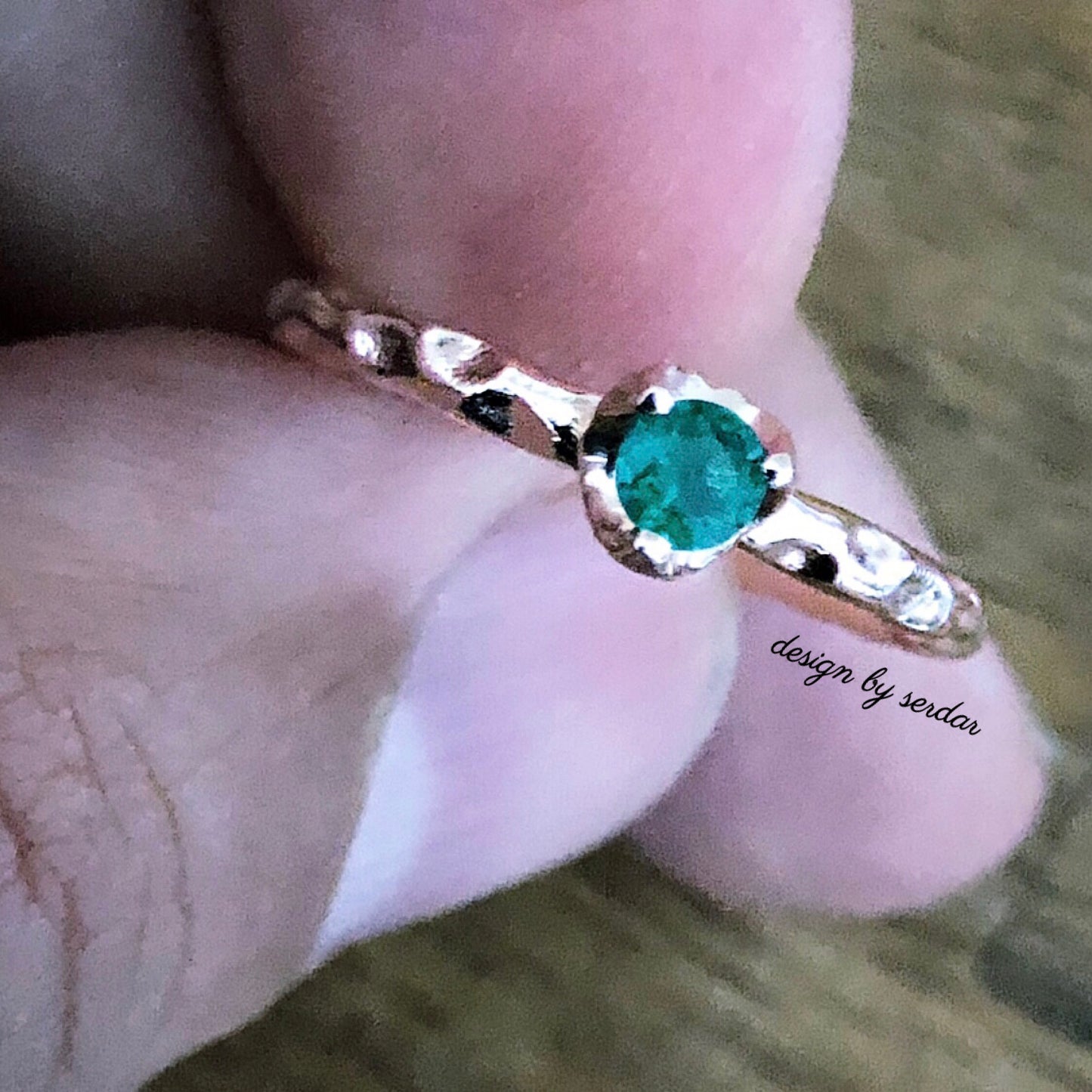 14k Gold Emerald Engagement Ring Custom Hand Made