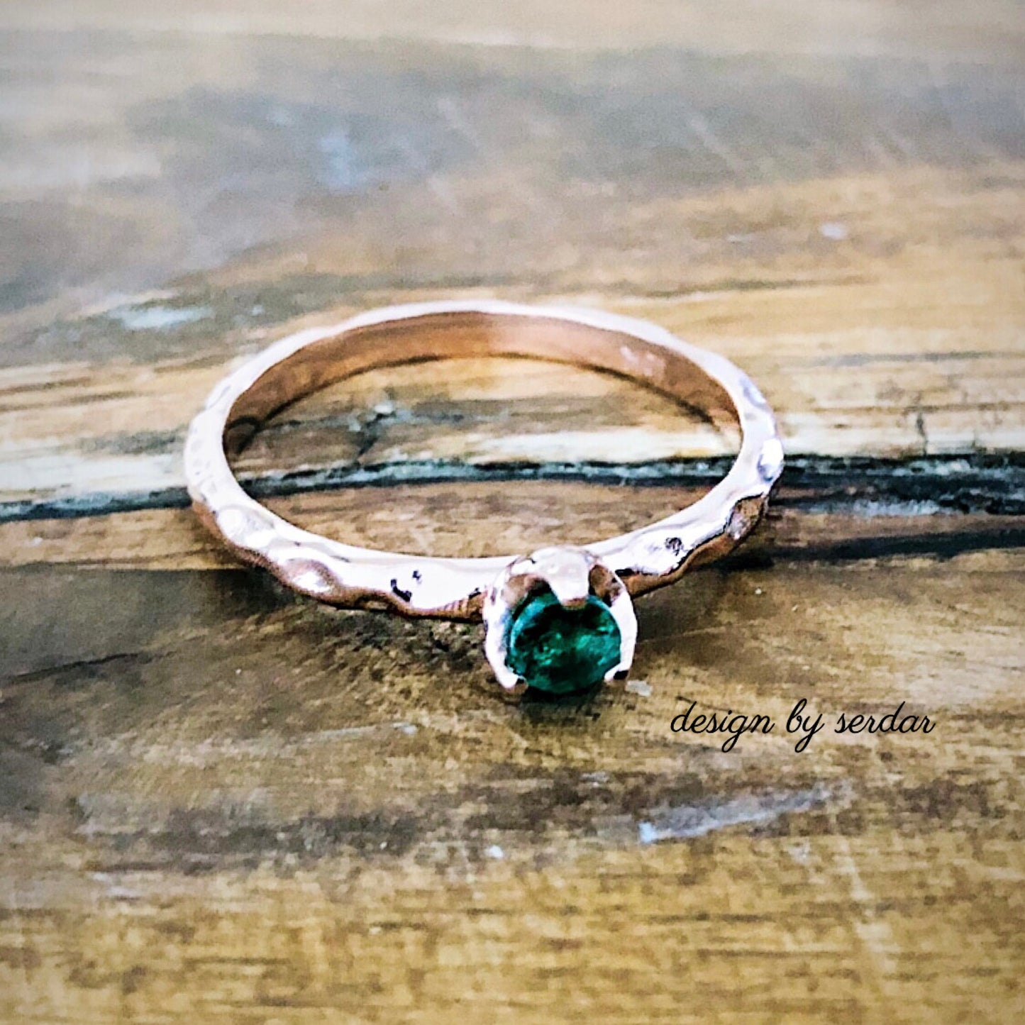 14k Gold Emerald Engagement Ring Custom Hand Made